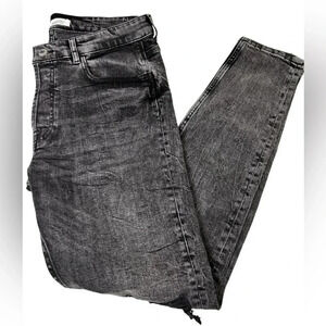 Zara Men’s cropped distressed gray jeans, 34, button fly, like NEW, Grunge